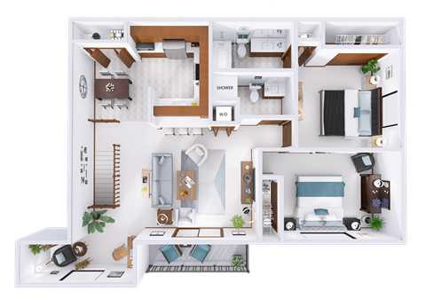 a 3d rendering of a floor plan of a house